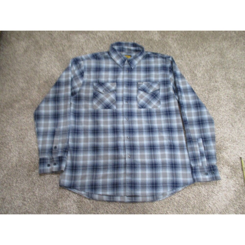 Dixxon Flannel Shirt Mens XL plaid grey blue long sleeve heavyweight